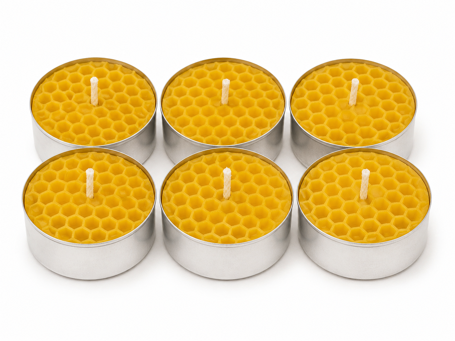 6er-Set Bienenwachs-Teelichter „Waben“ – 100 % reines Bienenwachs